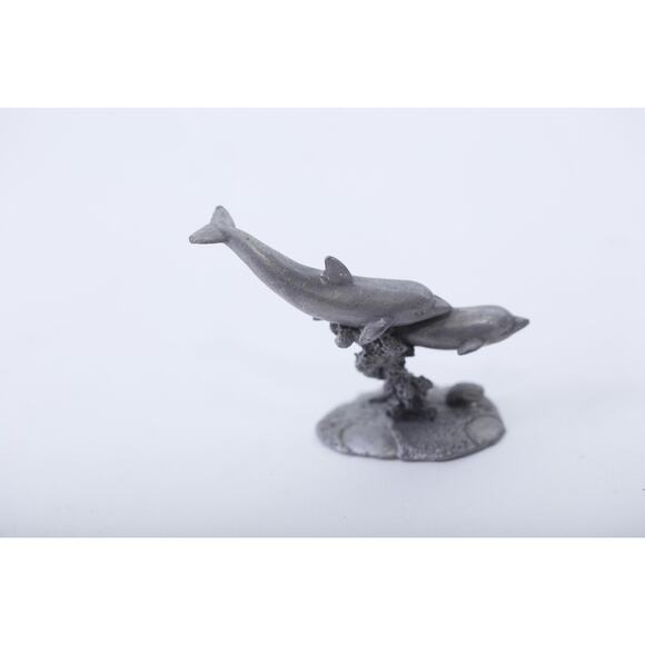 Dolphins In The Reef, Pewter, Statue, Miniature, Game Piece, Statuette, Vintage, - Picture 2 of 3